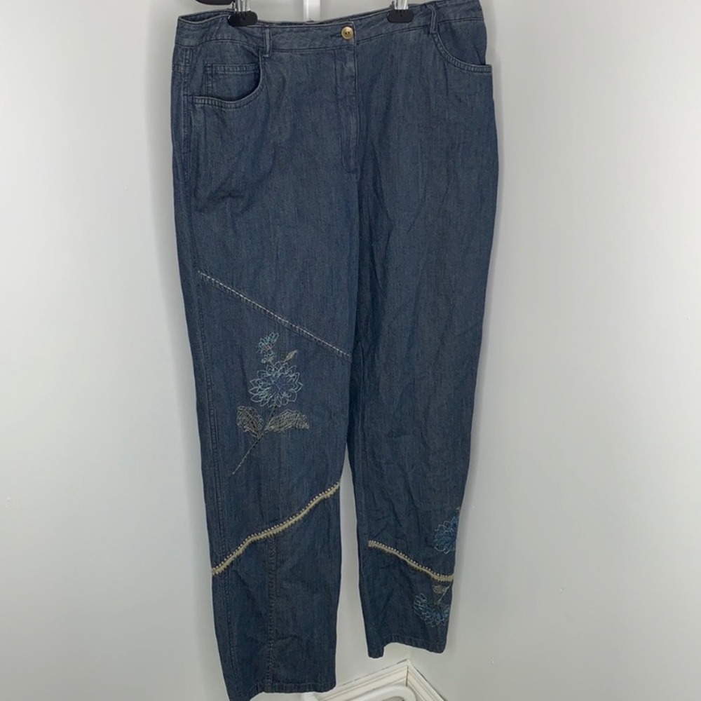 Susan Bristol Hand Embroidered Floral Women’s Jeans